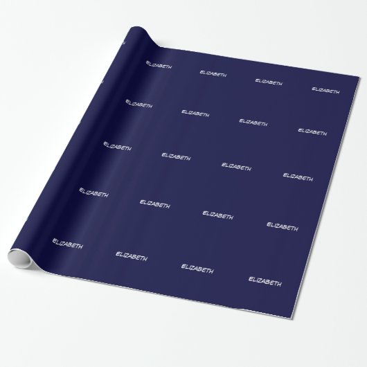 Papier Cadeau Fond uni DIY BG, monogramme du nom - Bleu marine (Déroulé)