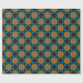 Papier Cadeau Fontaine Florale Arc-en-ciel Mandala Diamond Tile (Plat)
