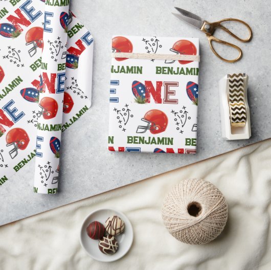 Papier Cadeau Football américain 1er anniversaire (Artisanat)