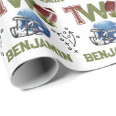 Papier Cadeau Football américain 2e anniversaire (Coin rond)