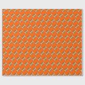 Papier Cadeau Football américain sur Orange (Plat)