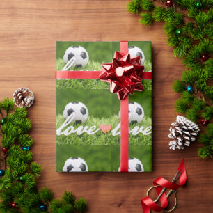 Papier Cadeau Football avec amour football sur la photographie v
