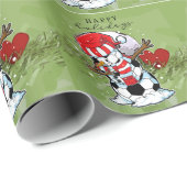 Papier Cadeau Football de Noël Snowman Holidays (Coin rond)