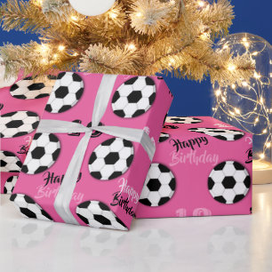 Papier Cadeau football filles anniversaire ÂGE PERSONNALISÉ