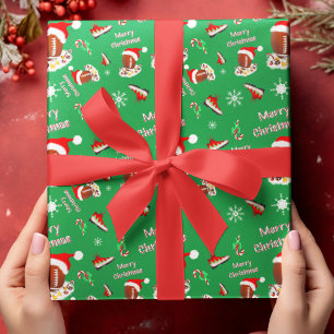 Papier Cadeau Football Joyeux Noël avec motif de nourriture snac