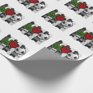 Papier Cadeau Football Paix et Amour