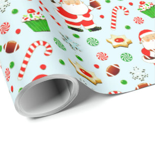 Papier Cadeau Football Père Noël