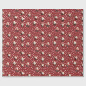 Papier Cadeau Football Père Noël sur rouge (Plat)