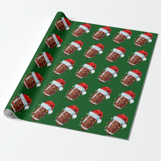 Papier Cadeau Football Santa Hat Wrapper Papier (Déroulé)