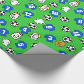 Papier Cadeau Footballs, Chemises bleues, & Ventilateurs (Coin)