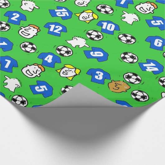 Papier Cadeau Footballs, Chemises bleues, & Ventilateurs (Coin)