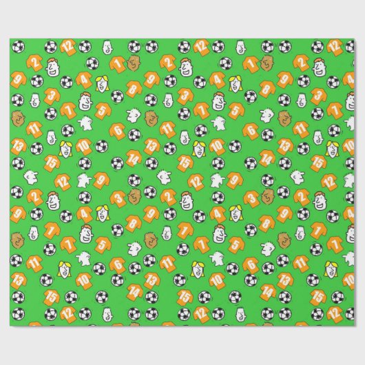 Papier Cadeau Footballs, Chemises en Or Orange, & Fans (Plat)