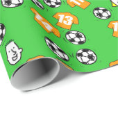 Papier Cadeau Footballs, Chemises en Or Orange, & Fans (Coin rond)