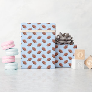 Papier Cadeau Footballs sur le bleu clair