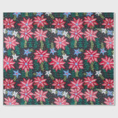 Papier Cadeau Foral rouge et noir (Plat)
