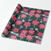 Papier Cadeau Foral rouge et noir (Déroulé)