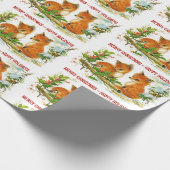 Papier Cadeau Forest Friends Fox Chickadee Ajouter salutation (Coin)