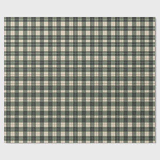 Papier Cadeau Forest Green & Cream Tartan Snowflake (Plat)