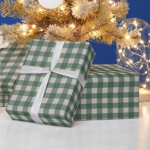 Papier Cadeau Forest Green En vichy Motif