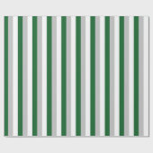 Papier Cadeau Forest Green vertical, argent et rayures blanches (Plat)
