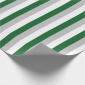 Papier Cadeau Forest Green vertical, argent et rayures blanches (Coin)