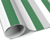 Papier Cadeau Forest Green vertical, argent et rayures blanches (Coin rond)
