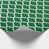 Papier Cadeau Forest Green White Moroccan Quatrefoil Pattern #5 (Coin)
