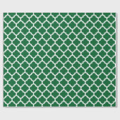 Papier Cadeau Forest Green White Moroccan Quatrefoil Pattern #5 (Plat)