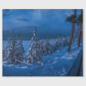 Papier Cadeau Forest path at winter night (Plat)