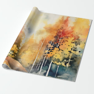 Papier Cadeau Forêt aquarelle abstraite dans un paysage bleu amb