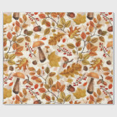 Papier Cadeau Forêt automnale sur blanc (Plat)