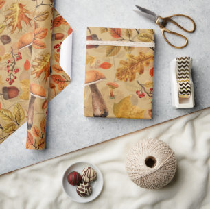 Papier Cadeau Forêt automnale sur ocre