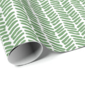 Papier Cadeau Forêt blanche chic Sage foncé Vert rayé Zigzag (Coin rond)