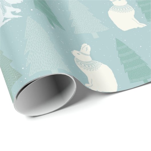 Papier Cadeau Forêt Bleue Pin Frolic Écureuils et lapins (Coin rond)