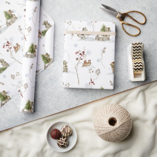 Papier Cadeau Forêt Boisée Hiver | Noël (Artisanat)