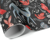 Papier Cadeau Forêt botanique foncée Animaux Noël (Coin rond)