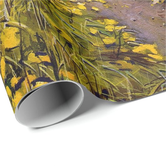 Papier Cadeau Forêt d'arbres d'Aspen à l'automne (Coin rond)