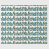 Papier Cadeau Forêt d'arbres de Noël (Plat)
