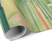 Papier Cadeau Forêt de bambou dense au coucher du soleil (Coin rond)