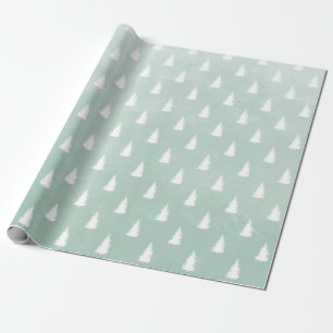 Papier Cadeau Forêt de bois blanc Épinette Arbres Sage Green