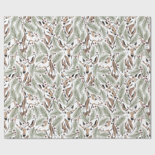 Papier Cadeau Forêt de cerfs (Plat)