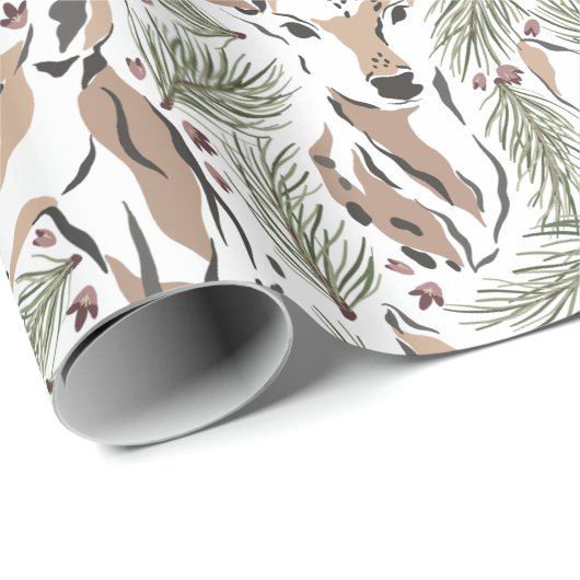 Papier Cadeau Forêt de cerfs (Coin rond)
