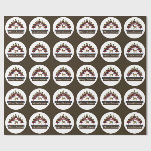 Papier Cadeau Forêt de cerfs d'hiver Joyeux Noël Cerclé Wrappin (Plat)