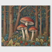 Papier Cadeau Forêt de champignons rétro (Plat)