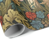 Papier Cadeau Forêt de champignons rétro (Coin rond)