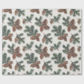 Papier Cadeau Forêt de cônes de pin et de verdure persistante (Plat)