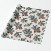Papier Cadeau Forêt de cônes de pin et de verdure persistante (Déroulé)