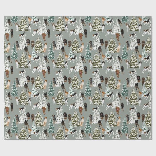 Papier Cadeau Forêt de Coonhound (Plat)
