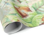 Papier Cadeau Forêt de décantation de bois Cerf, lapin  (Coin rond)