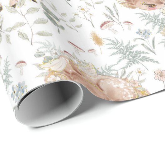 Papier Cadeau Forêt de forêt de bois de cerf neutre (Coin rond)